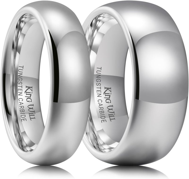 King Will Tungsten Carbide Wedding Band for Men Women Promise Rings for Couples Domed High Polish - Image 1